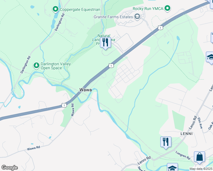 map of restaurants, bars, coffee shops, grocery stores, and more near 803 Hoopes Lane in Media