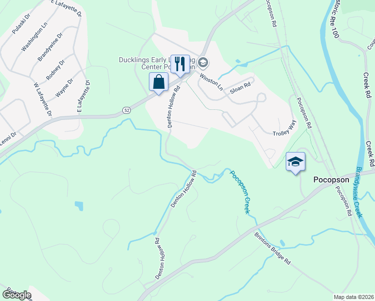 map of restaurants, bars, coffee shops, grocery stores, and more near 809 Denton Hollow Road in West Chester