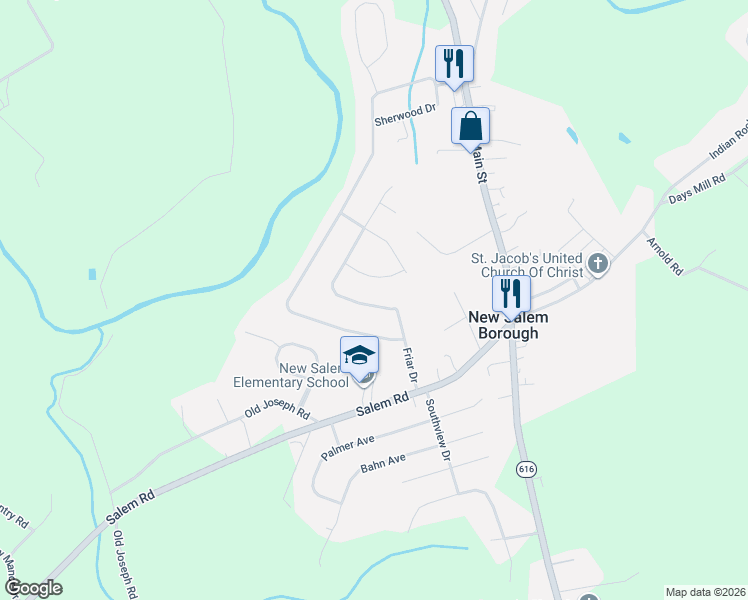 map of restaurants, bars, coffee shops, grocery stores, and more near 2008 Marian Way in New Salem Borough