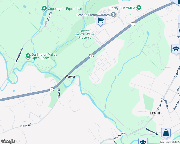 map of restaurants, bars, coffee shops, grocery stores, and more near 863 Whistle Lane in Media