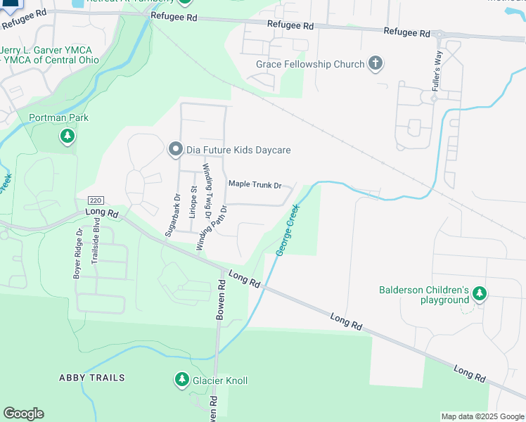 map of restaurants, bars, coffee shops, grocery stores, and more near 7599 Witch Hazel Drive in Canal Winchester