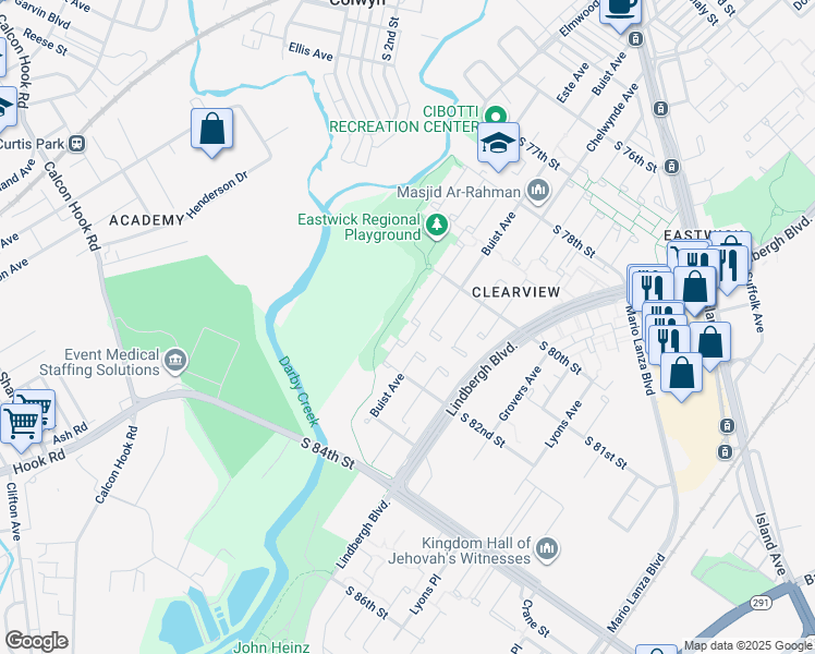 map of restaurants, bars, coffee shops, grocery stores, and more near 8048 Mars Place in Philadelphia