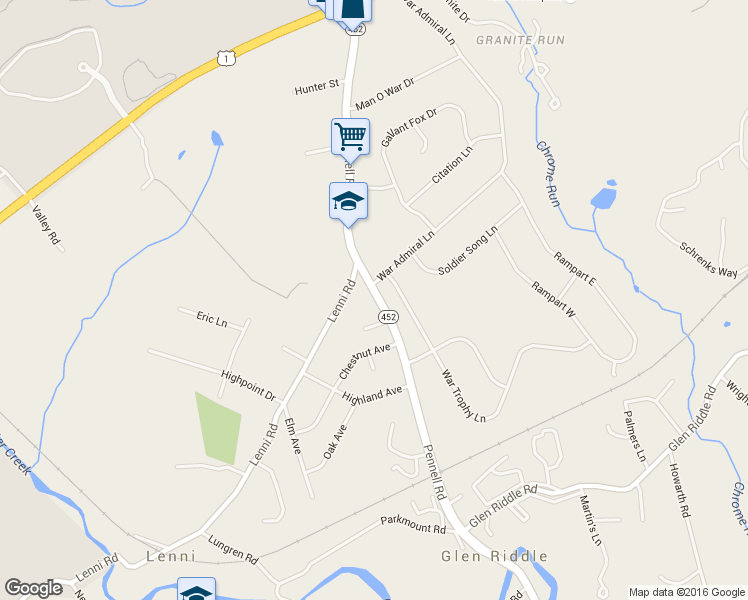 map of restaurants, bars, coffee shops, grocery stores, and more near 156 South Pennell Road in Media