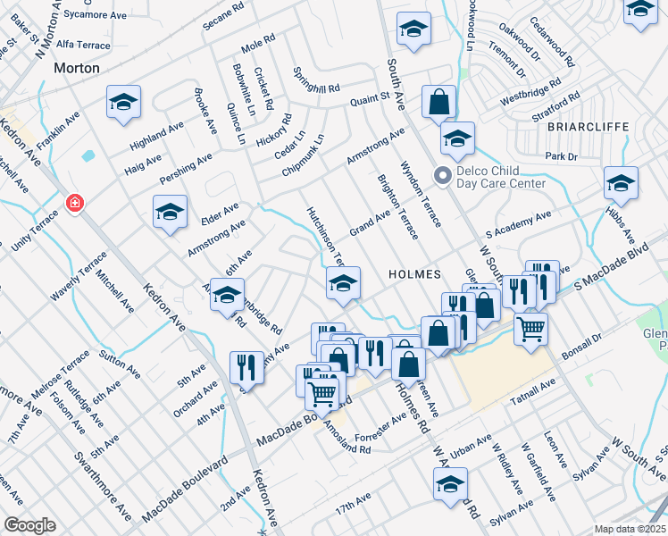 map of restaurants, bars, coffee shops, grocery stores, and more near 466 Hutchinson Terrace in Holmes