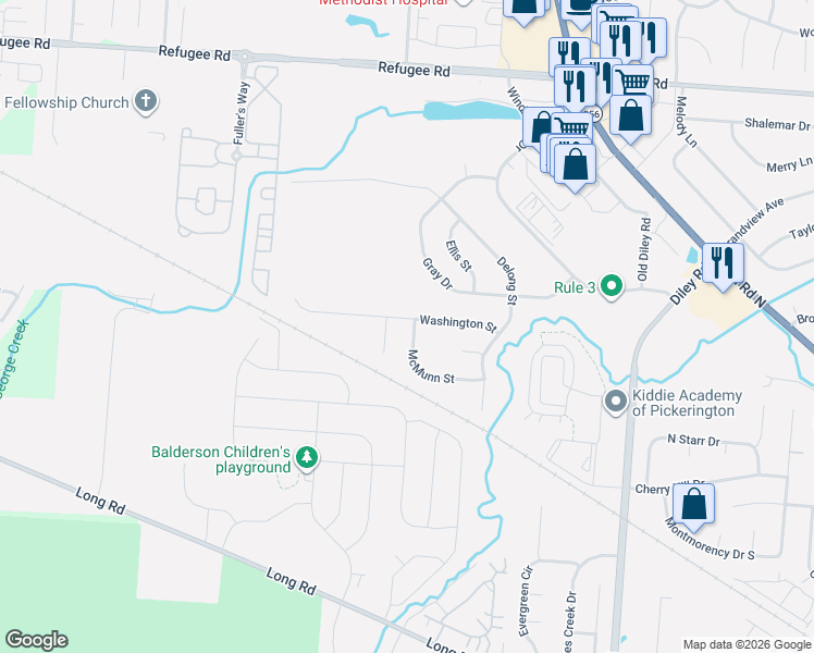 map of restaurants, bars, coffee shops, grocery stores, and more near 957 McMunn Street in Pickerington