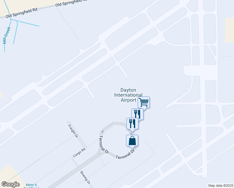 map of restaurants, bars, coffee shops, grocery stores, and more near 3600 Terminal Drive in Vandalia
