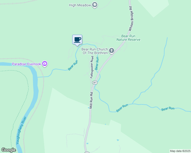 map of restaurants, bars, coffee shops, grocery stores, and more near 1478 Mill Run Road in Mill Run