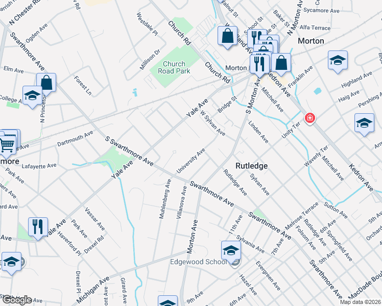 map of restaurants, bars, coffee shops, grocery stores, and more near 1263 University Avenue in Morton