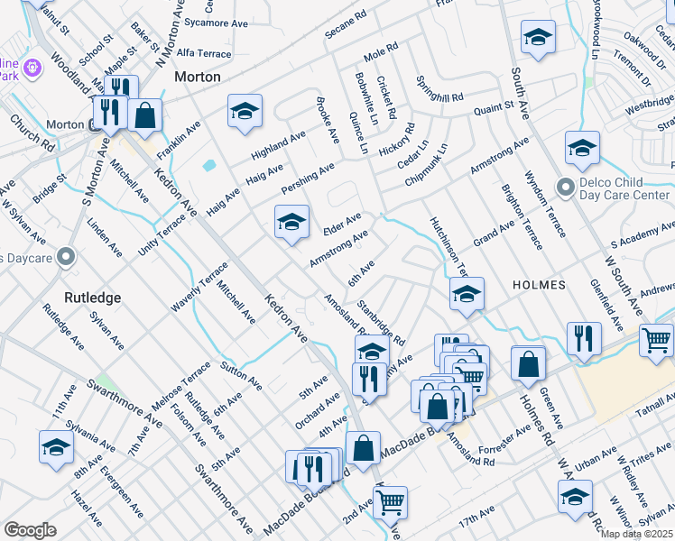 map of restaurants, bars, coffee shops, grocery stores, and more near 616 Stanbridge Road in Morton