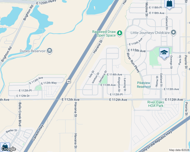map of restaurants, bars, coffee shops, grocery stores, and more near 11393 Ironton Street in Henderson
