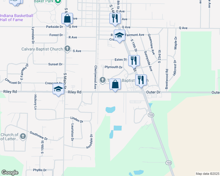 map of restaurants, bars, coffee shops, grocery stores, and more near 2972 Legion Drive in New Castle