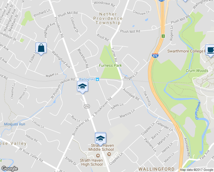 map of restaurants, bars, coffee shops, grocery stores, and more near 4 Church Road in Nether Providence Township