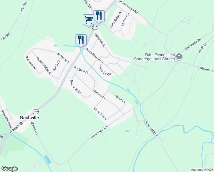 map of restaurants, bars, coffee shops, grocery stores, and more near 1157 Ledge Drive in York