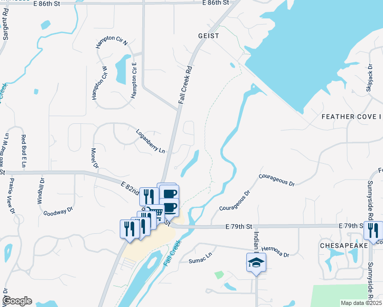 map of restaurants, bars, coffee shops, grocery stores, and more near 8113 Talliho Drive in Indianapolis