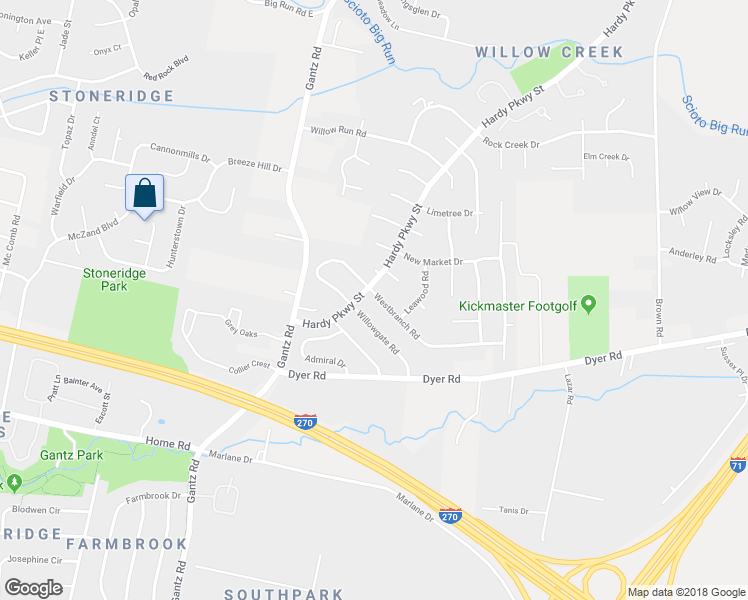 map of restaurants, bars, coffee shops, grocery stores, and more near 2023 Westbranch Road in Grove City