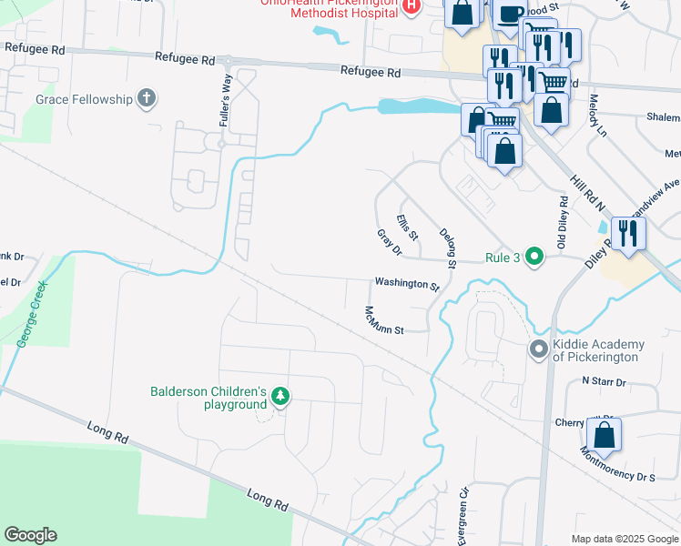 map of restaurants, bars, coffee shops, grocery stores, and more near 968 Washington St in Pickerington