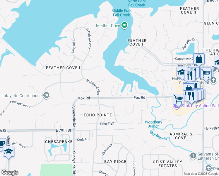 map of restaurants, bars, coffee shops, grocery stores, and more near 11034 Gunwale Drive in Indianapolis