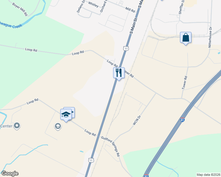 map of restaurants, bars, coffee shops, grocery stores, and more near 2459 Molly Pitcher Highway in Chambersburg