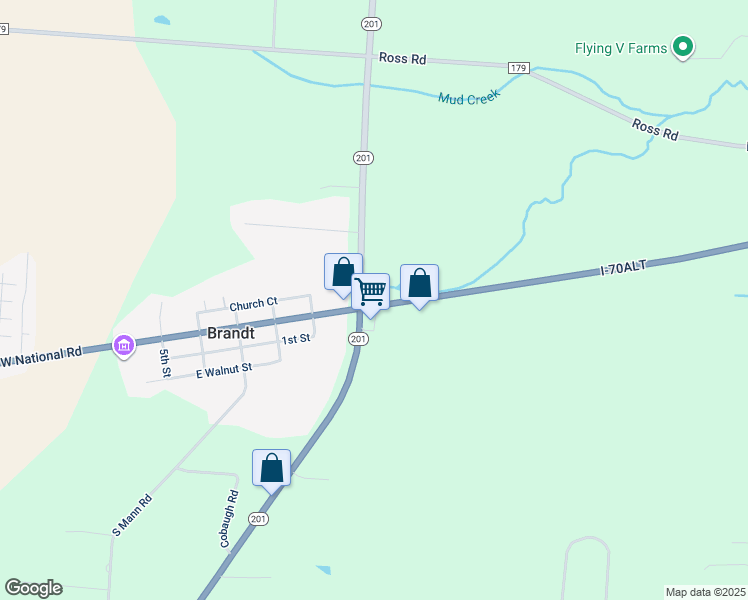 map of restaurants, bars, coffee shops, grocery stores, and more near 7045 West National Road in New Carlisle