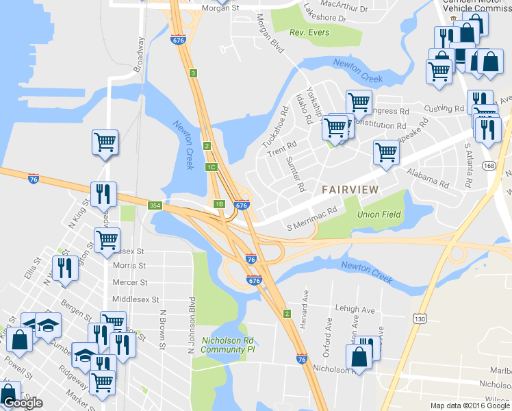 map of restaurants, bars, coffee shops, grocery stores, and more near 935 Monitor Road in Camden