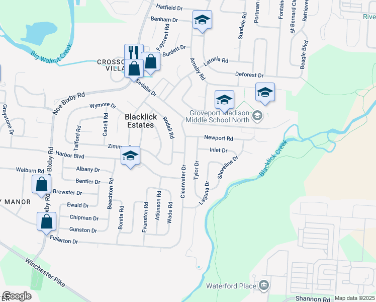 map of restaurants, bars, coffee shops, grocery stores, and more near 3649 Tylor Drive in Columbus