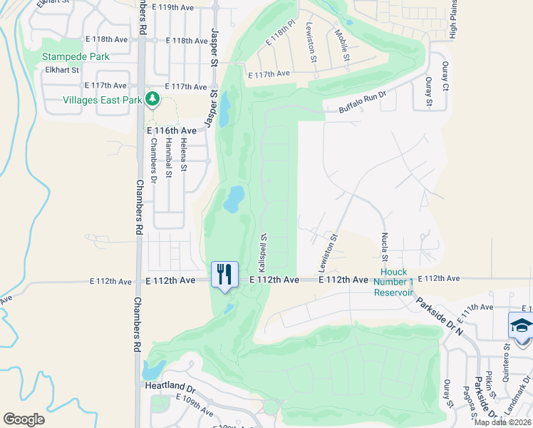 map of restaurants, bars, coffee shops, grocery stores, and more near 11360 Kalispell Street in Commerce City