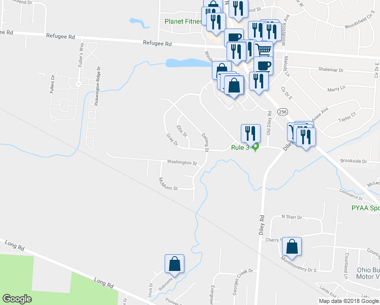 map of restaurants, bars, coffee shops, grocery stores, and more near 945 Gray Drive in Pickerington