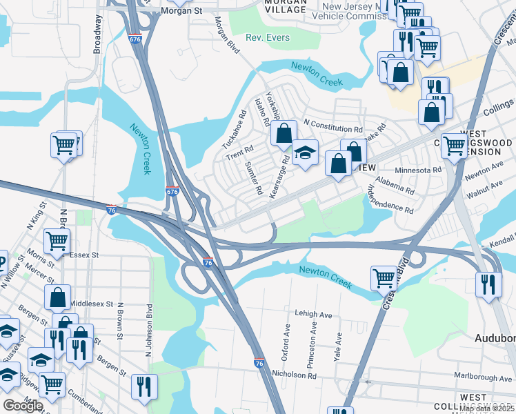 map of restaurants, bars, coffee shops, grocery stores, and more near 1053 Collings Road in Camden