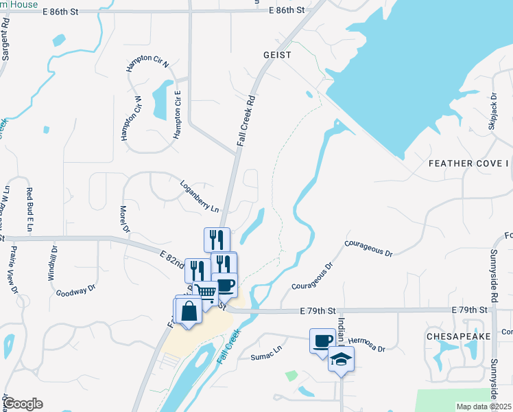 map of restaurants, bars, coffee shops, grocery stores, and more near 8113 Talliho Drive in Indianapolis