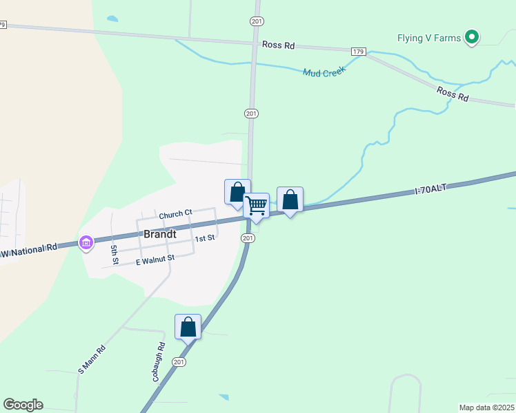 map of restaurants, bars, coffee shops, grocery stores, and more near 7045 West National Road in New Carlisle