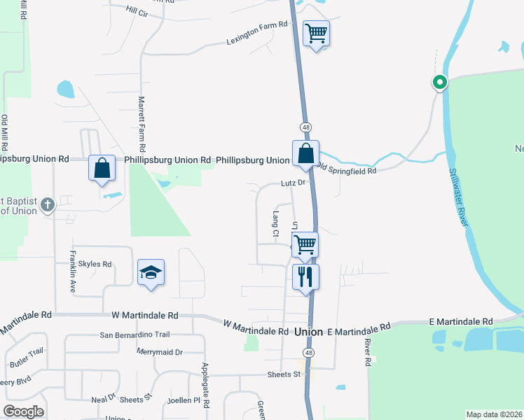 map of restaurants, bars, coffee shops, grocery stores, and more near 311 Lutz Drive in Englewood