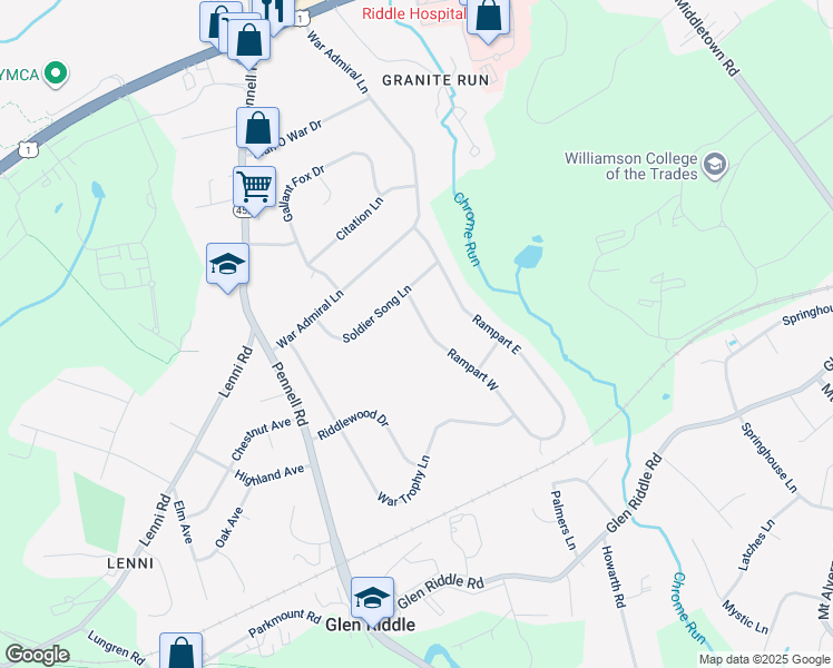 map of restaurants, bars, coffee shops, grocery stores, and more near 8 Rampart West in Media