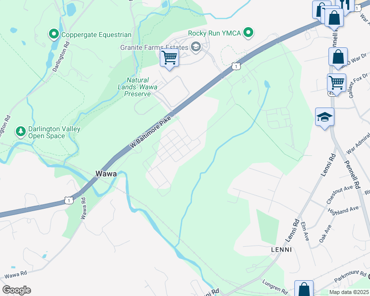 map of restaurants, bars, coffee shops, grocery stores, and more near 131 Junction Road in Media