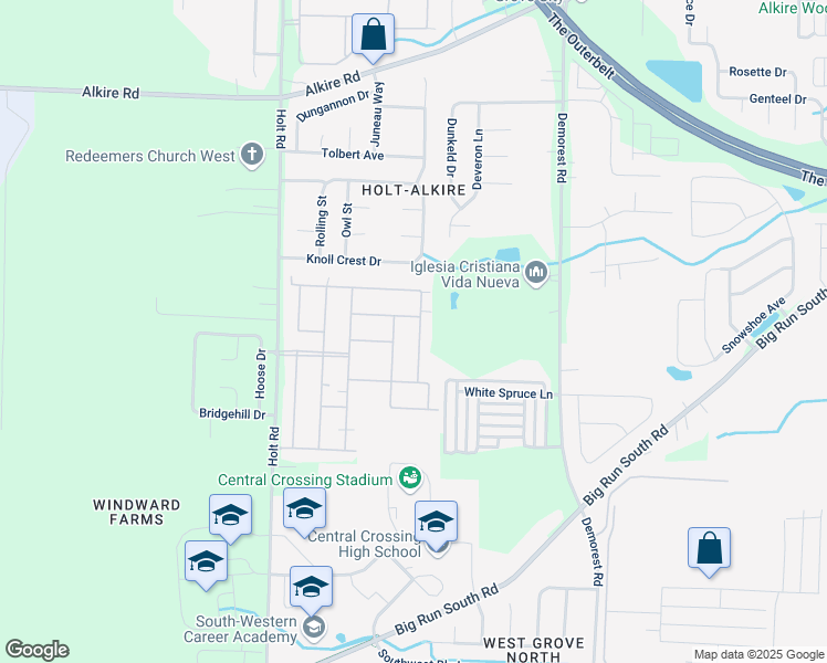 map of restaurants, bars, coffee shops, grocery stores, and more near 2403 Lyncross Street in Grove City