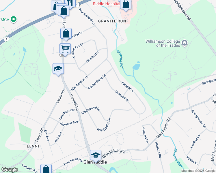 map of restaurants, bars, coffee shops, grocery stores, and more near 8 Rampart West in Media