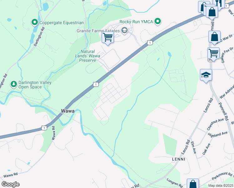 map of restaurants, bars, coffee shops, grocery stores, and more near 112 Segel Drive in Media