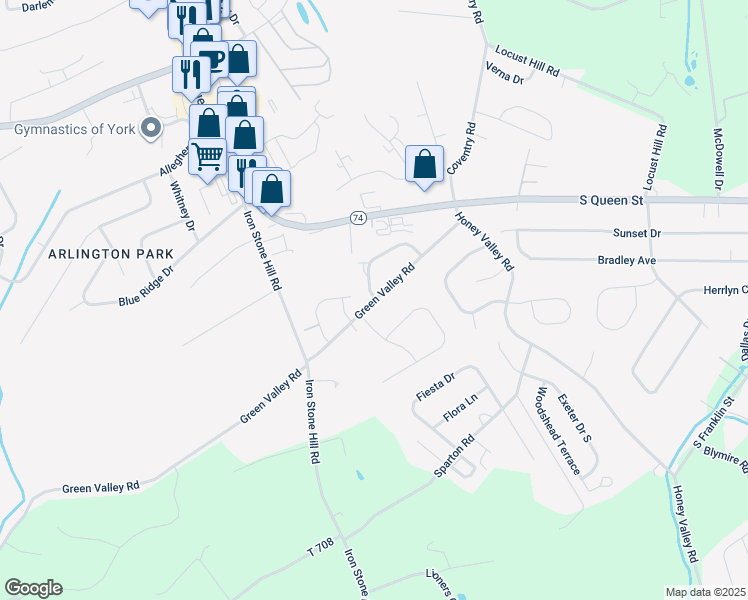map of restaurants, bars, coffee shops, grocery stores, and more near 2700 Clearview Way in York