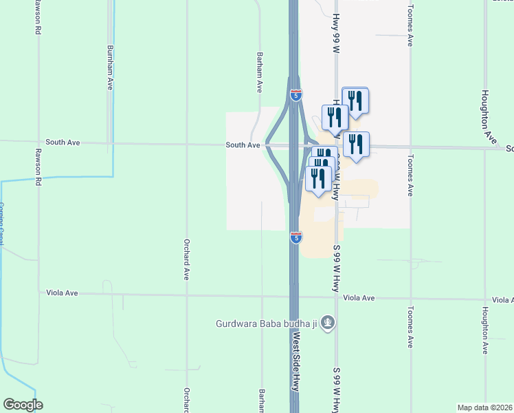 map of restaurants, bars, coffee shops, grocery stores, and more near 3655 Barham Avenue in Corning