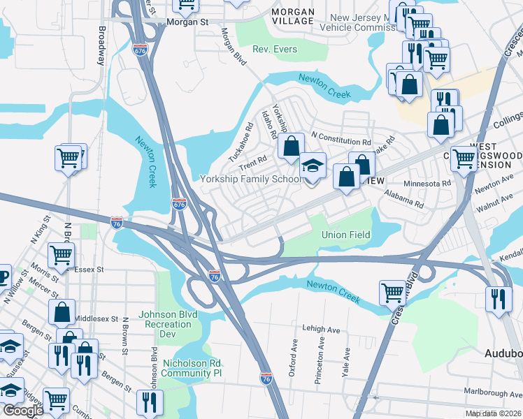 map of restaurants, bars, coffee shops, grocery stores, and more near 1053 Collings Road in Camden