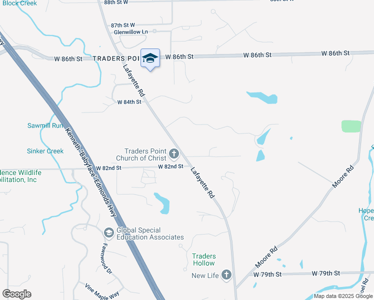 map of restaurants, bars, coffee shops, grocery stores, and more near 8199 Lafayette Road in Indianapolis