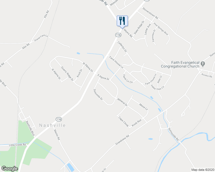 map of restaurants, bars, coffee shops, grocery stores, and more near 137 Mineral Drive in York