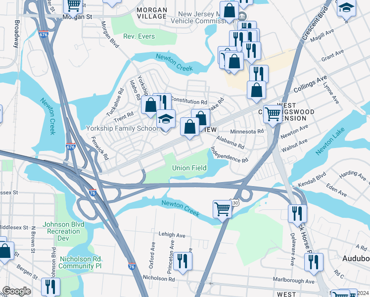 map of restaurants, bars, coffee shops, grocery stores, and more near in Camden