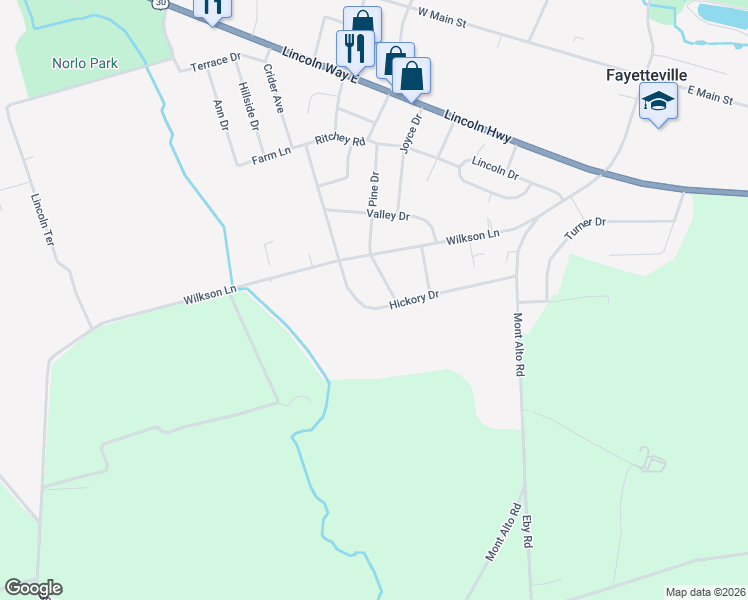 map of restaurants, bars, coffee shops, grocery stores, and more near 305 Pine Drive Extension in Fayetteville