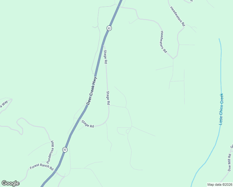 map of restaurants, bars, coffee shops, grocery stores, and more near 16376 Stage Road in Forest Ranch