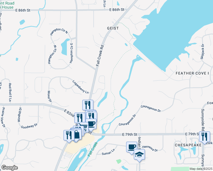 map of restaurants, bars, coffee shops, grocery stores, and more near 8163 Talliho Drive in Indianapolis