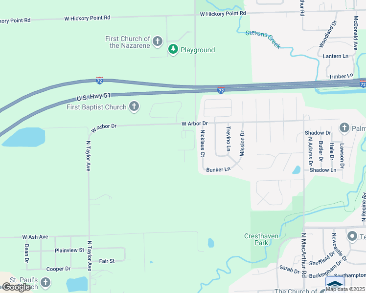 map of restaurants, bars, coffee shops, grocery stores, and more near 1145 West Arbor Drive in Decatur
