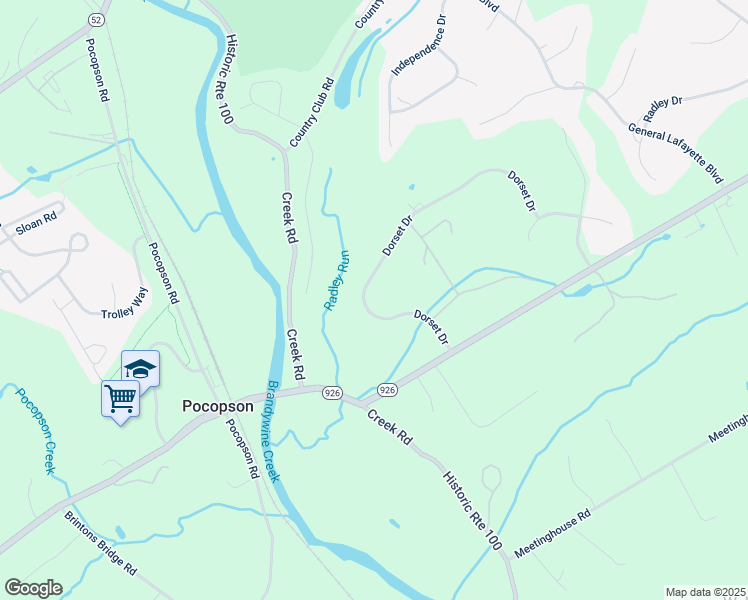 map of restaurants, bars, coffee shops, grocery stores, and more near 1120 Dorset Drive in West Chester