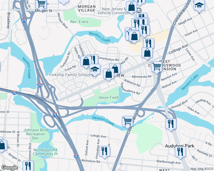 map of restaurants, bars, coffee shops, grocery stores, and more near in Camden