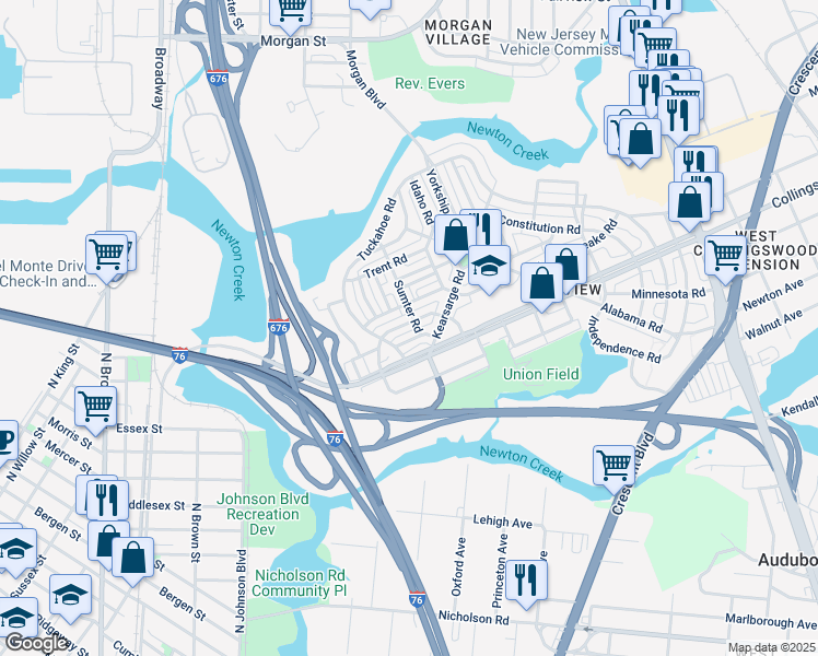 map of restaurants, bars, coffee shops, grocery stores, and more near 1056 Niagara Road in Camden