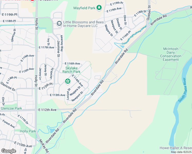 map of restaurants, bars, coffee shops, grocery stores, and more near 11465 Riverdale Road in Denver